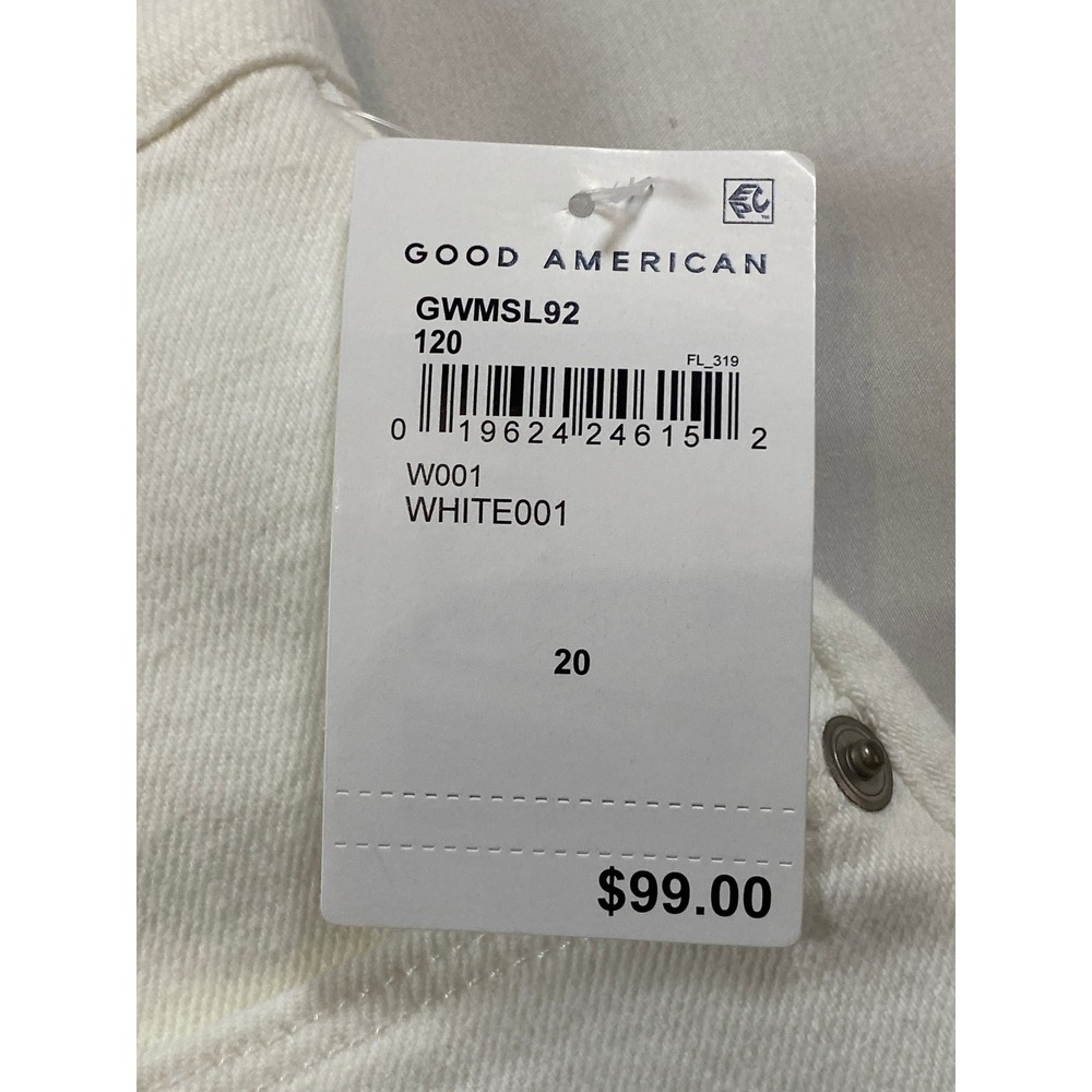 Good American White Denim Mini Skirt Raw Hem GWMSL92 Womens Size 20 NEW - Picture 5 of 11